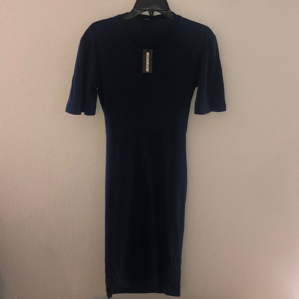 Monrow open back navy blue dress - Picture 4 of 8